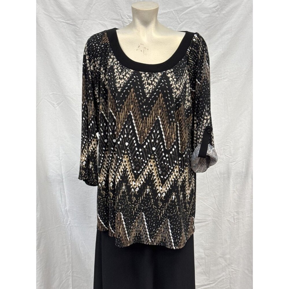 Cato Womens Multicolor Geometric Tunic Blouse Plus Size 18/20W 3/4 Sleeve Casual